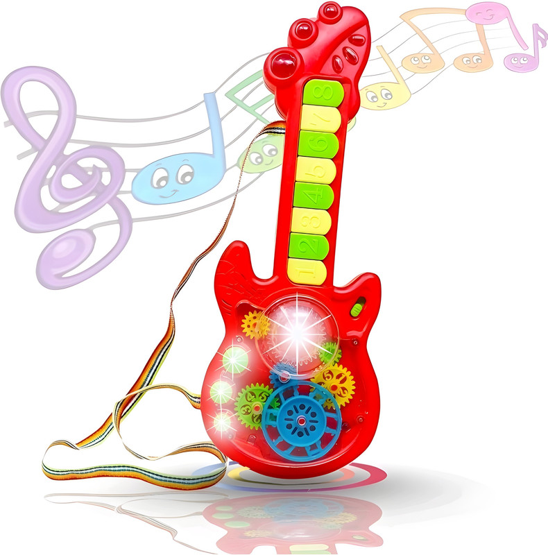 Zenex store Transparent Gear Guitar with Lights Toy for Kids Music Toys(Multicolor)
