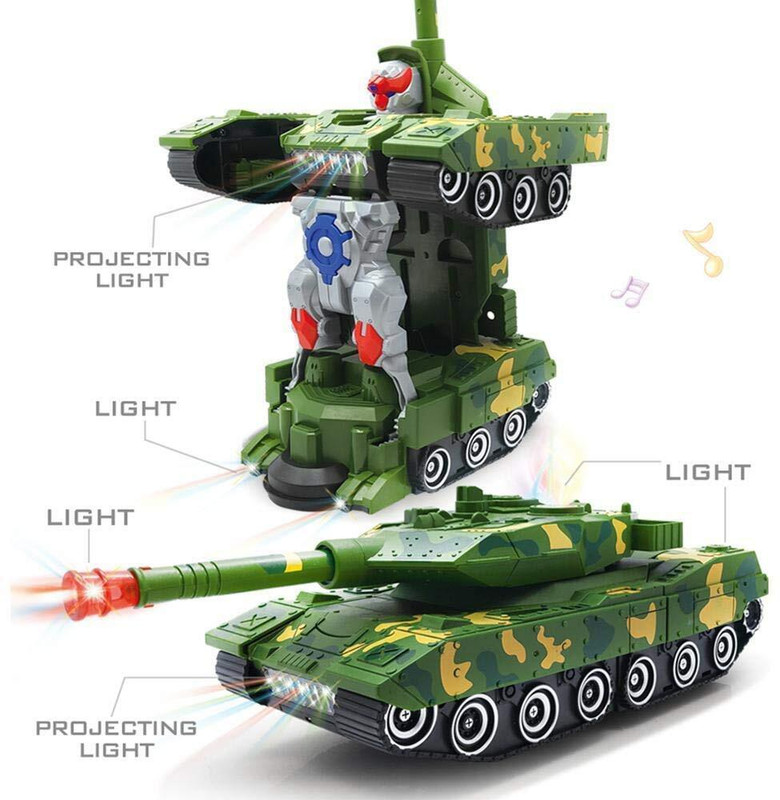 yogi 2 in 1 Musical Army Tank Cum Robot Toy With Colorful Lights(Green)