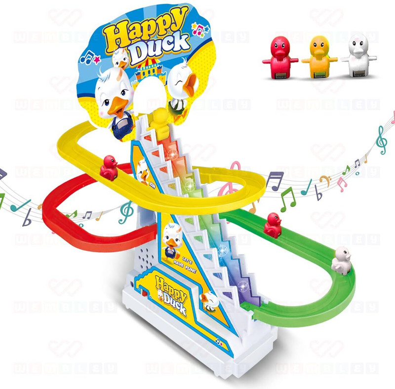 Wembley Climbing Ducklings Race Track Set Slide Escalator Toy with Light & Music for Kid(Multicolor)