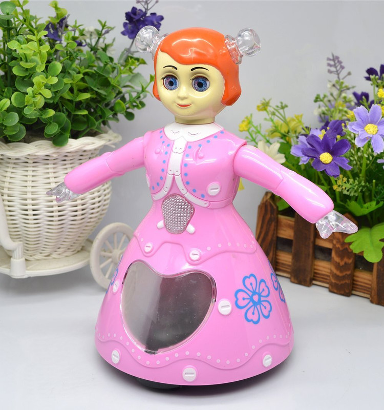 Goyal's Princess Dora Dancing Doll 360° Rotating Musical Toy with Colorful Lights(Pink)