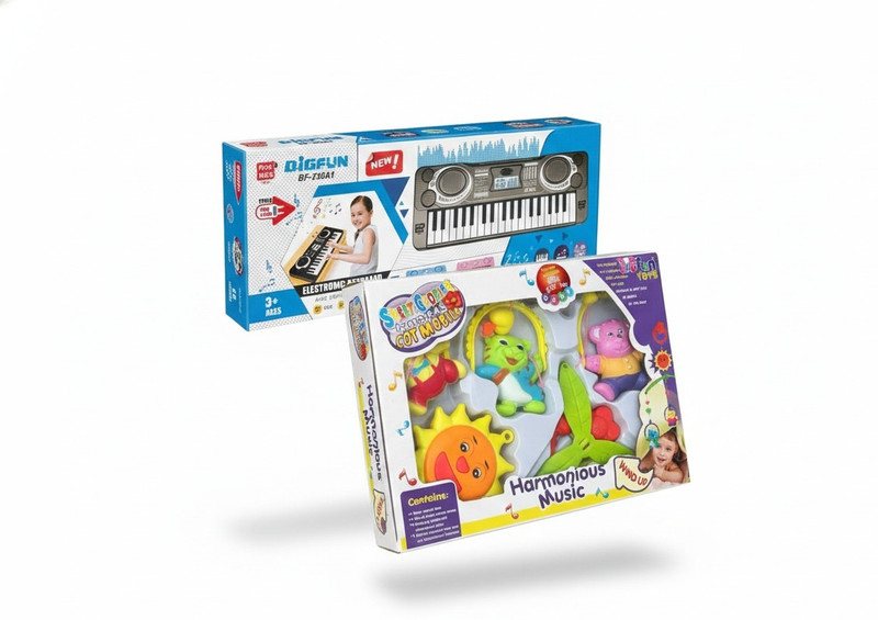 Kmc kidoz Combo Mini 37KEY PIANO Electronic Electronic & Sweet Cuddle Musical Toys Rattle(Multicolor)
