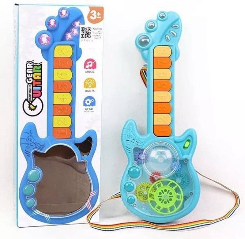 Xcillince Toys LED Light Up Musical Guitar Toy with Number Buttons & Sound Effects(Multicolor)