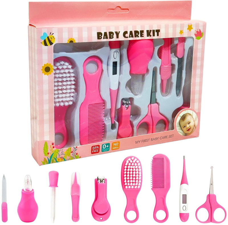 FunBlast Baby Care Grooming Kit - 10 Pieces Manicure Kit with Nail & Hair Grooming Tools(Pink)