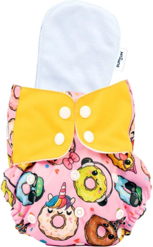 BUMTUM Ultrahygiene Freesize Cloth Diaper for Babies (Pink Yellow Donut)