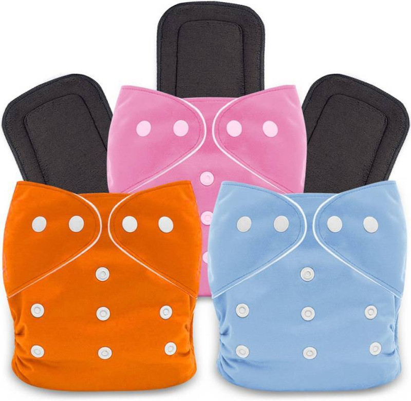 HOUSE OF COMMON Reusable Baby 3 Cloth Diapers & 3 Insert Pads For 0 to 3 Years Leak Proof