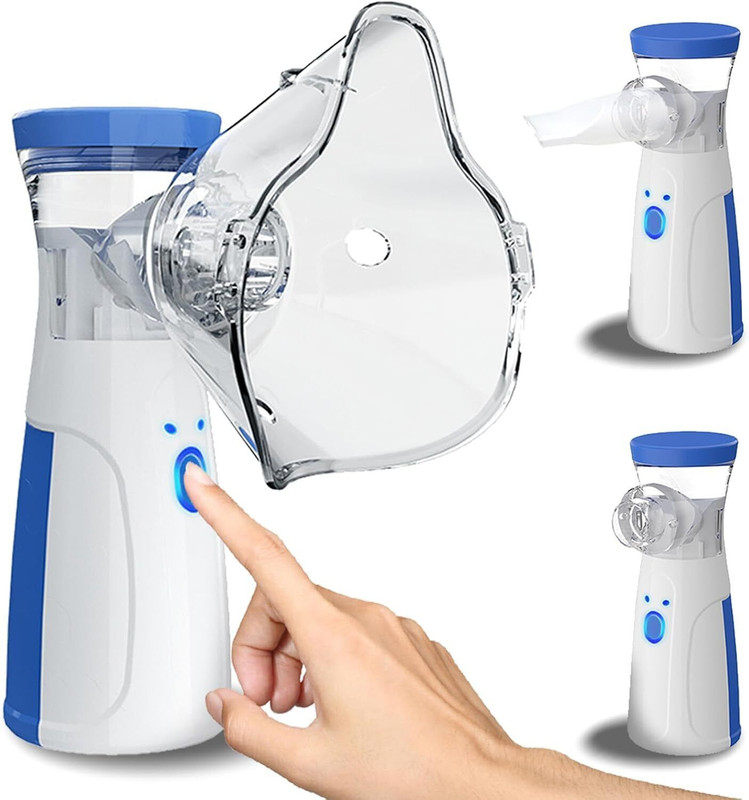 OXXIHOME Silent Nebulizer for Adult & Kids Wireless Vaporizer with Respiratory Mask Manual Nasal Aspirator(White)