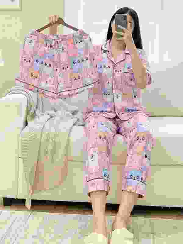 CAMTOP Women Characters Multicolor Shirt & Pyjama set