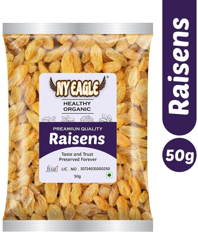 NY EAGLE 100% Premium Raisins 50g Value Pack| Kishmish | Nutritious| Rich in Iron Raisins(1 x 50 g)