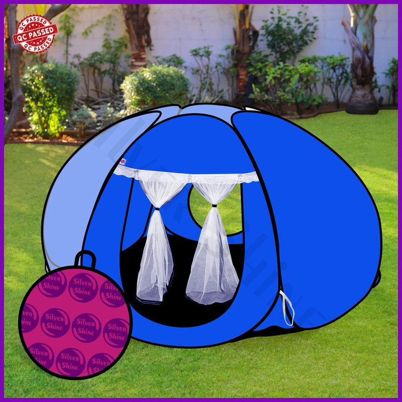 SILVER SHINE Foldable delightful patterns Popup Kids Play Tent House for Multi Purpose(Beige, Pink)
