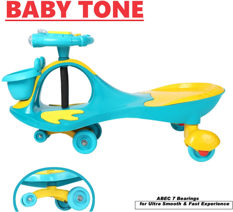 baby tone BABY SWING CAR-03 Rainbow Booster Swing car with Music and Light/ Kids car for 1 to 4 Years Boys/Girls Toys/ Baby rideons/ trikes/Tricycle/Best Birthday Gift for Kids(Color May Vary)GRAY Tricycle(Green)