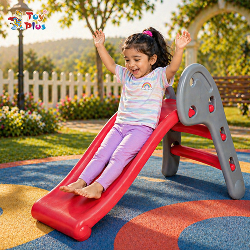 Toy Plus Kids Slide for Home Garden Durable Plastic Slide for Children(Green, Red)