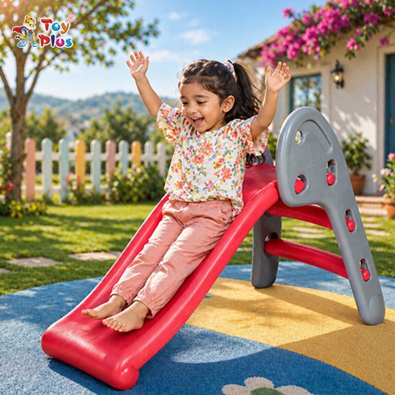Toy Plus Fun Kids Slide Lightweight Baby Slide for Indoor & Outdoor Use(Grey, Red)