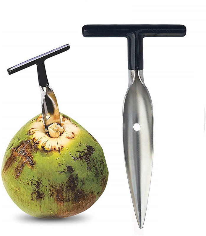 KUBAVA Coconut Opener Tool, Green Coconut Nariyal Opener Kitchen Tool Set(Steel, Peeler, Opener)