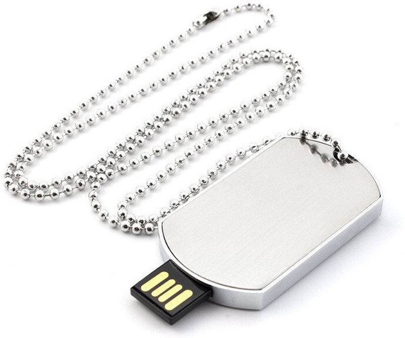 Umpire technologies Wearable Metallic Army Dog Chain Necklace USB Drive 8 GB Pen Drive Compatible with Laptop, Audio Player, Tablet, Desktop Computer, Gaming Console, Television USB 2.0 Metal Case(Silver)