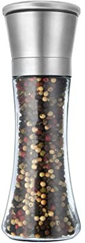 TINSUHG Tall Glass Salt and Pepper Shakers - Pepper Mill & Salt Mill Glass Traditional Pepper Mill(Clear, Pack of 1)