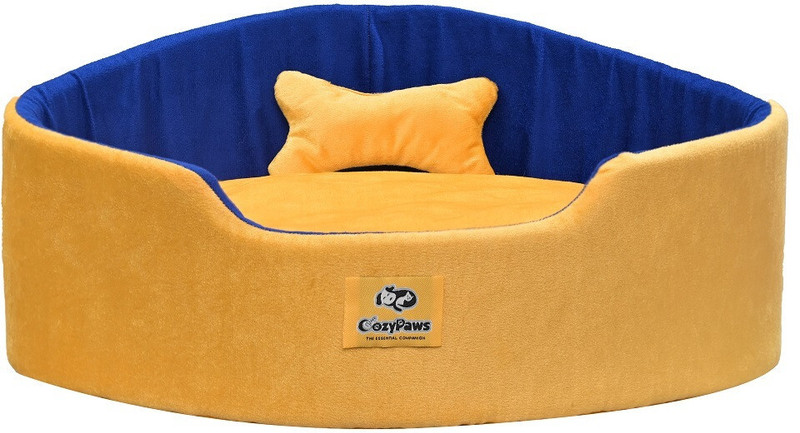 CozyPaws Velvet Pet Bed for Dogs & Cats | Ultra-Soft Cushion | Comfortable & Supportive XXXL Pet Bed(YELLOW BLUE)