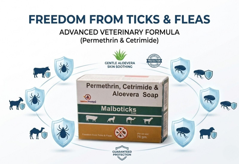 Navian Pharma Veterinary Soap with Aloe Vera for Ticks & Fleas Control Pet Care Bar (Pack 1) 75 ml Pet Coat Cleanser(Suitable For Cow, Horse)