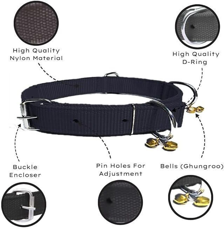 BBFLAMINGO Dog & Cat Everyday Collar(Large, Black)
