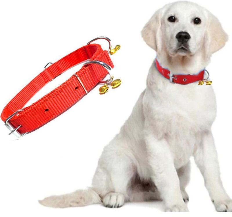 BBFLAMINGO Adjustable Dog Cat Collar with Bell Charm | Dog & Cat Everyday Collar(Medium, Red)