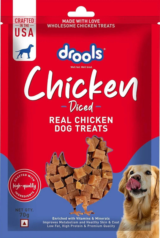 Drools Drools Chicken Diced Dog Treats,70 Gm Pack,All Life Stages Chicken 0.07 kg Dry Adult, New Born, Senior, Young Dog Food