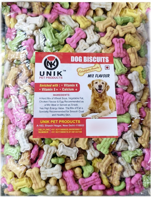Unik Dog Pet Food Calcium Treat Healthy Chicken Puppy Dog Biscuits Chicken 2 kg (2x1 kg) Dry New Born Dog Food
