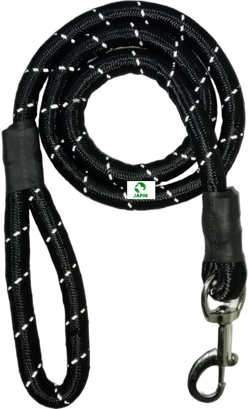JAPIN Rope 12MM Nylon Reflector Rope Laesh with Heavy Hook for Walking Medium Dogs 30 cm Dog & Cat Cord Leash(Black)