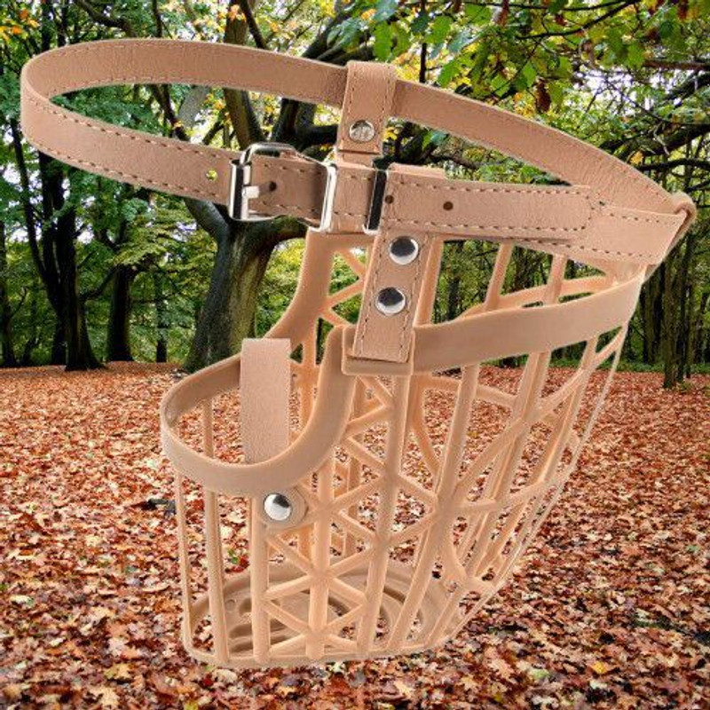 Yucky best strong quality adjustable Mouth Cover Mesh Cage Breathable Comfortable Small Other Dog Muzzle(Beige)