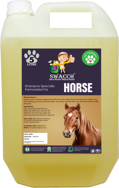 swacch Horse Shampoo I Soft & Shine Hair Shampoo For Horse I Smelling Fresh Shampoo Conditioning Lemon Horse Shampoo(5 L)