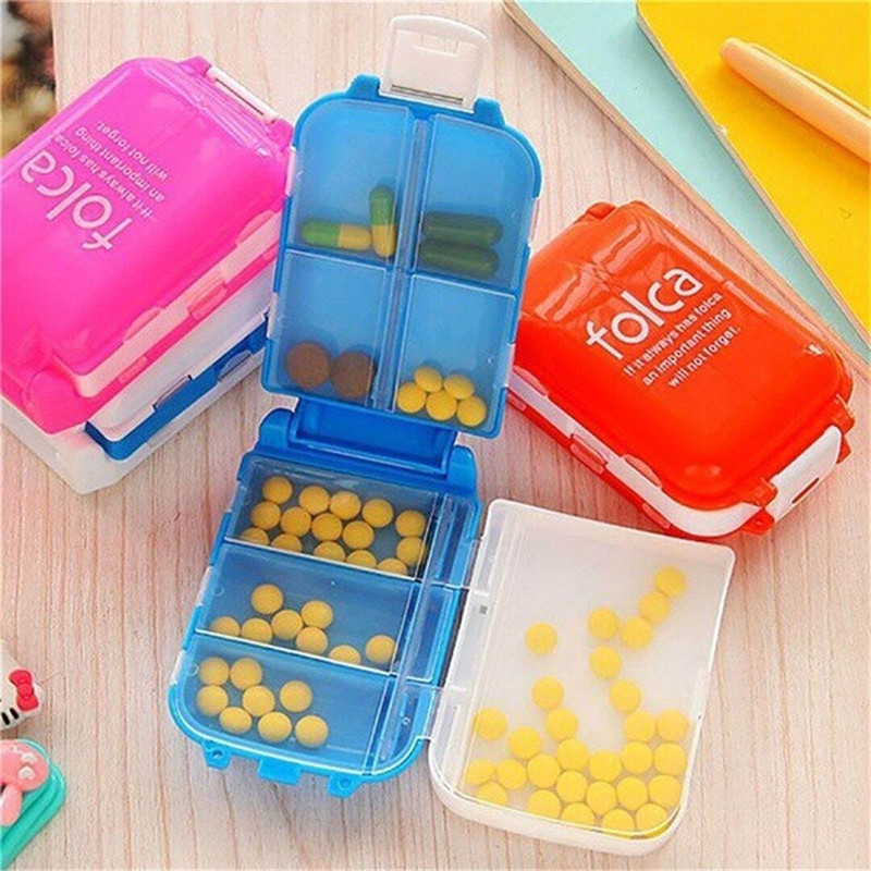 Home Brilliant 8 Compartment 1pc Pill Reminder Plastic Portable Medicine Storage Case Container Pill Box(Multicolor)