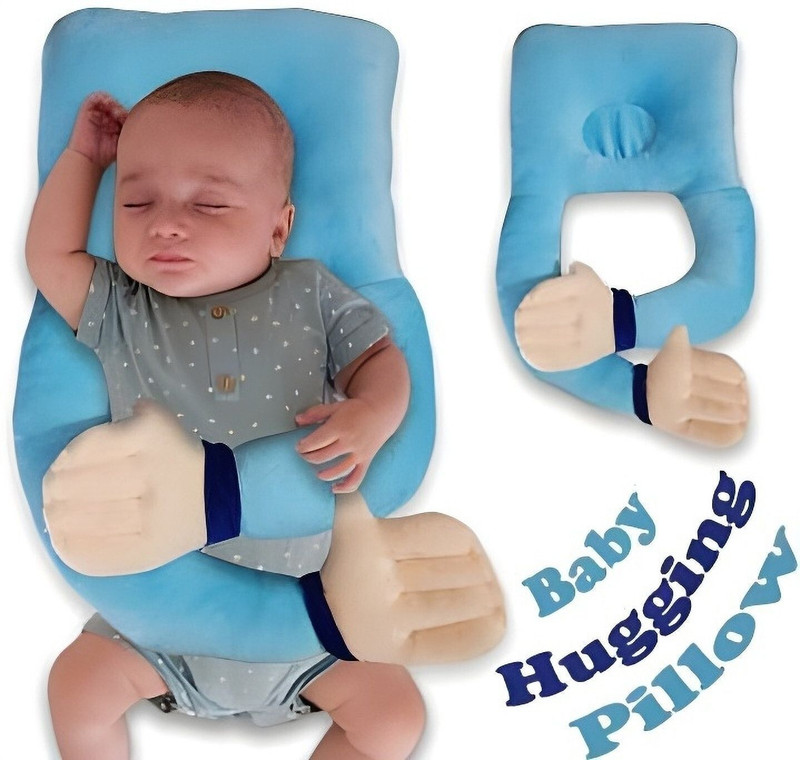 DECRONICS Cotton Baby Pillow Pack of 1 Solid Baby Huggable Body Pillow Soft Newborns Baby Hugging Pillow for 0 To 12 Months(Blue)