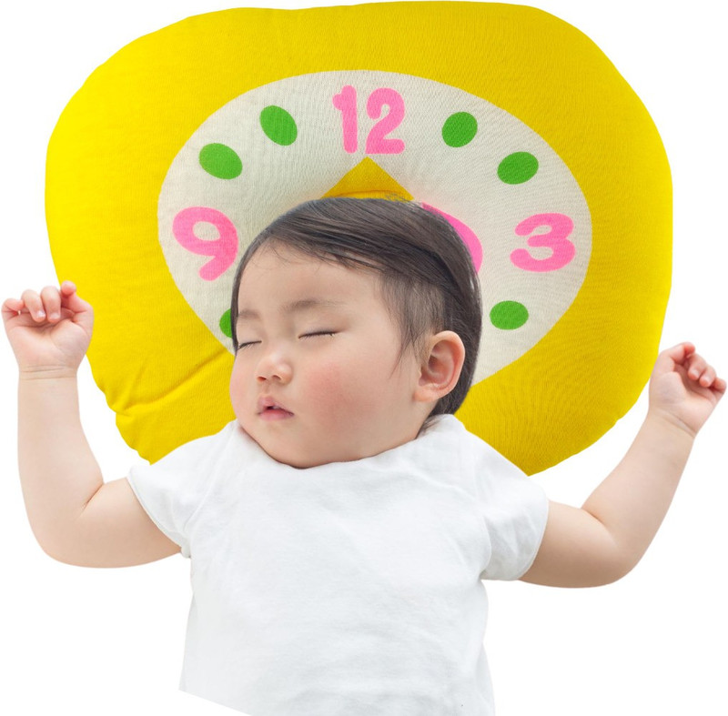Kotton Candy Polyester Fibre Baby Pillow Pack of 1 Animals New Born Baby, Ideal for Round Head Shaping for 0 to 24 Months(Yellow Clock)