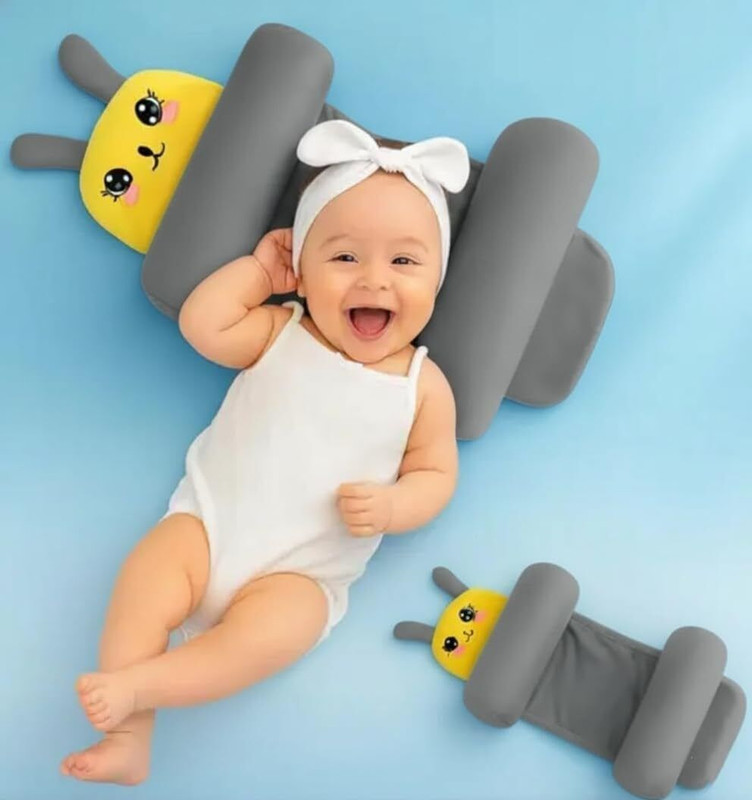 GRIP GOLD Cotton Baby Pillow Pack of 1 Animals Baby Neck Pillow(Grey)