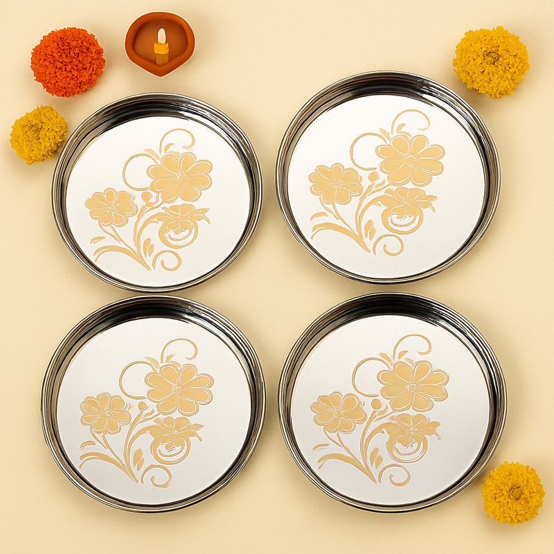 LEROYAL Designer & Heavy gauge Dinner Plate(Pack of 4)