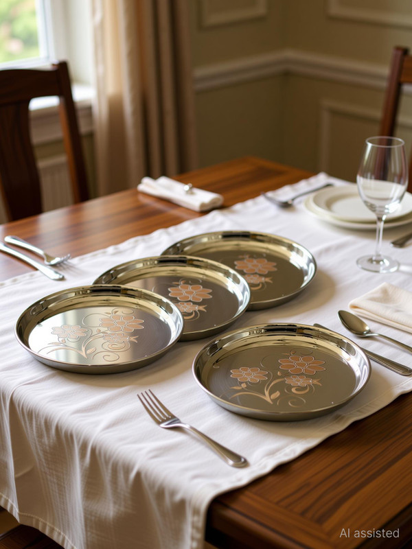 CIMORA dinner plate set 4 pc Dinner Plate(Pack of 4, Microwave Safe)
