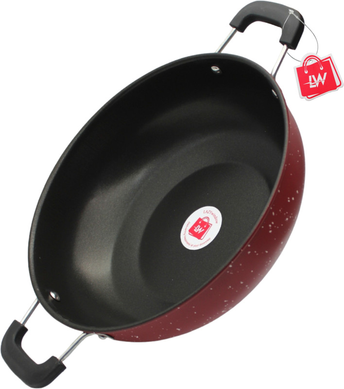 LAZYwindow LAZYwindow Premium Quality Nonstick Kadhai, Dia - 26 cm Kadhai 26 cm diameter 1 L capacity(Iron, Non-stick, Induction Bottom)