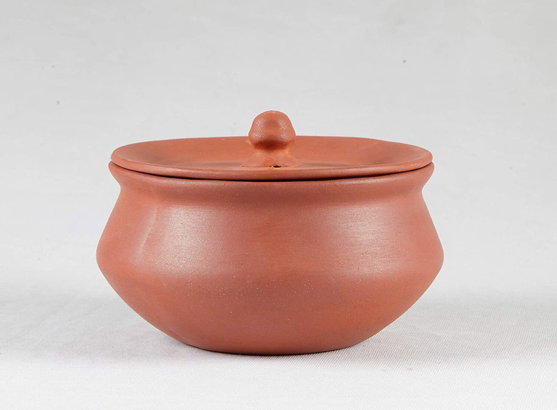 shriyam craft Pongal Panai Pot Ceramic Pot 21 cm diameter 0.8 L capacity with Lid(Earthenware)