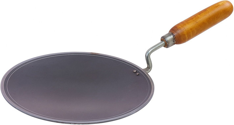 Anil Bartan Wale Pure Iron Tawa with Wooden Handle | Non-Toxic, No Chemical Layers| Heavy, 1.5 KG Tawa 25 cm diameter(Iron)