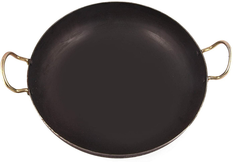 shri gaurangi Iron Kadai Deep Frying Pan for Cooking 8 inch 20 cm iron roti tawa 9 in 23 cm Kadhai 20 cm diameter 1.8 L capacity(Iron, Induction Bottom)