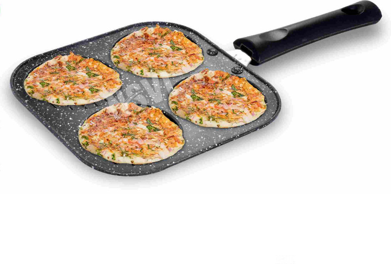 MUSVUZA Non-Stick Mini Grill Tawa Uttapam Tawa Multi Snack Grill Pan 19 cm diameter 1 L capacity(Aluminium, Non-stick)