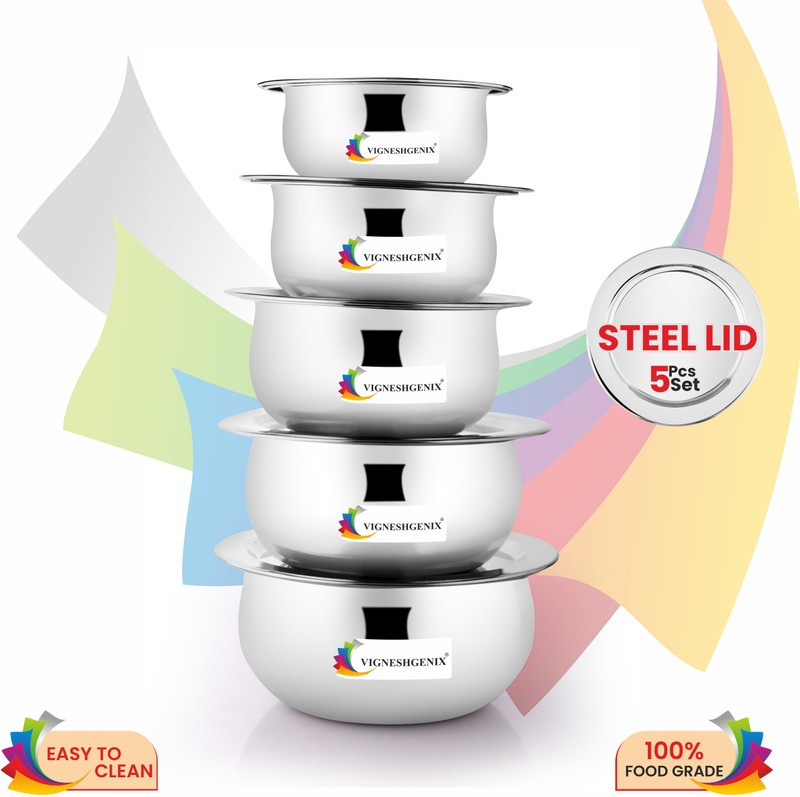 Vigneshgenix Stainless Steel Handi Of 5 Pic Cookware set Handi Stainless Steel Measuring Spoon Set(Pack of 5)