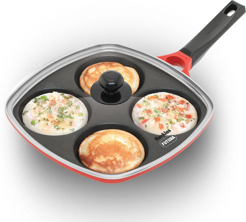 Hawkins Die-Cast Glass (DCGP30G) Grill Pan 30 cm diameter with Lid 3 L capacity(Aluminium, Non-stick)
