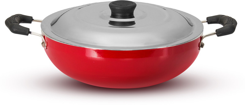 NAVRANG 24cm Kadai Granite finish premium Non-stick Kadhai 24 cm diameter with Lid 2.5 L capacity(Aluminium, Non-stick, Induction Bottom)