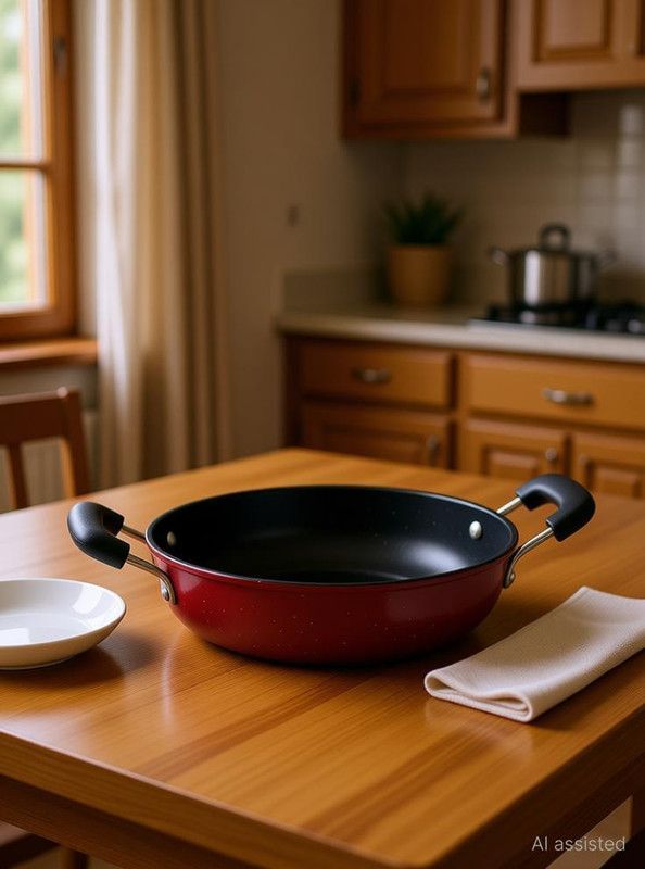KDEP Non-Stick Kadhai with Lid | 3 Litre | Induction Kadhai 30.5 cm diameter 3 L capacity(Hard Anodised, Non-stick)