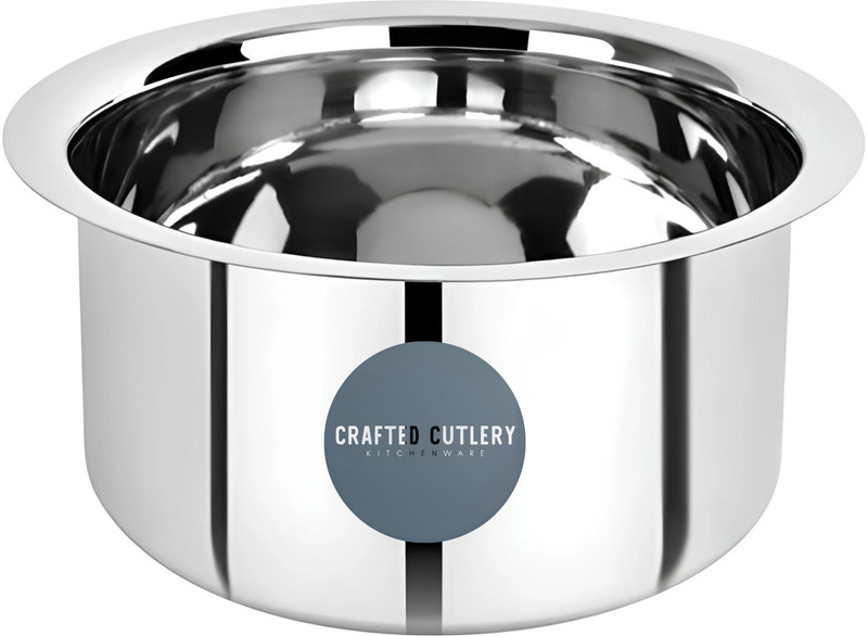 CraftedCutlery Stainless Steel 22G Round Heavy Buttom Tope / Bhagola / Patila Tope/Bhagona/Patila 2 L capacity 20 cm diameter(Stainless Steel, Non-stick)