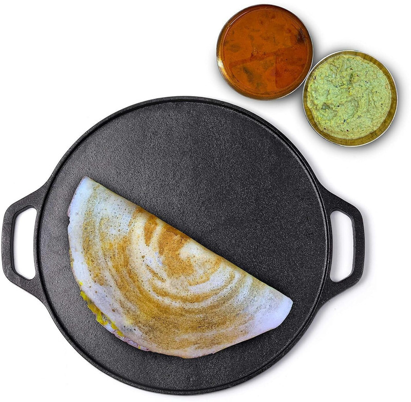 roston Cast Iron Tawa Dosa Cookware Flat Vessel Pre Seasoned Ideal for Cooking Tawa 30 cm diameter(Cast Iron, Non-stick, Induction Bottom)