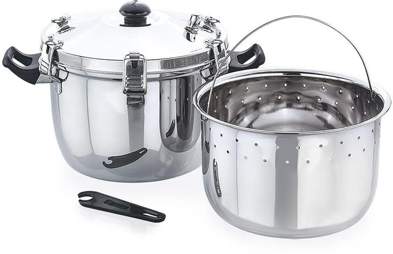 Onions Express Stainless Steel Rice Vessel with Steamer Basket Cooks up to 750 G Rice Stainless Steel Steamer(0.75 L)