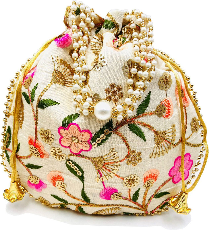 byra Women Multi Color Thread Floral Potli Bag Potli