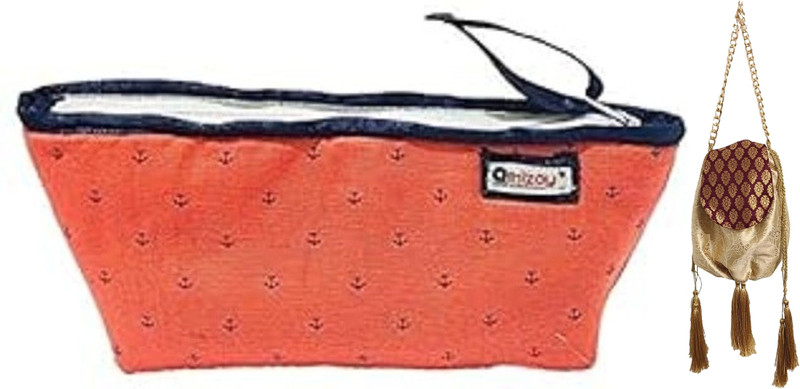 JDDCART Ethnic Handbags for Women Gold Women Hand-held Bag Wristlet(Pack of 2)