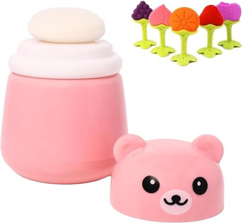 pilu Soft Baby Powder Puff with Box | Gentle Powder Applicator (Any One Teether Free)(Pink)