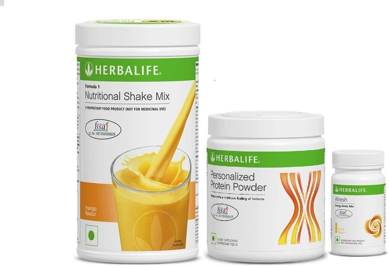 HERBALIFE FORMLA 1 SHAKE MANGO ,PROTEIN200GM AND GINGER AFRESH COMBO MANGO, GINGER Powder(750 g, Pack of 3)
